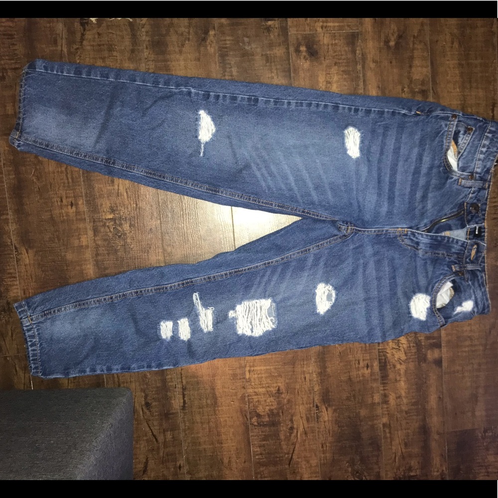 BLUENOTES High Waist Ripped Mom Jean